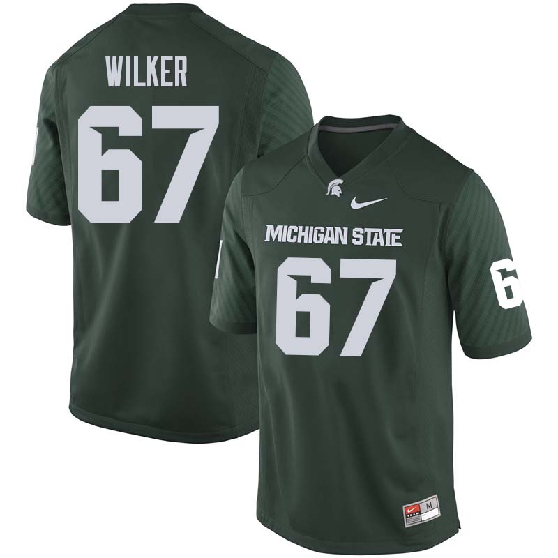 Men #67 Bryce Wilker Michigan State College Football Jerseys Sale-Green